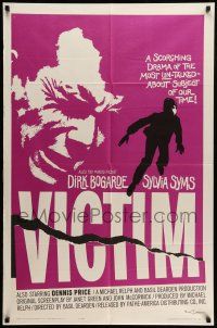 9f928 VICTIM 1sh '62 homosexual Dirk Bogarde is blackmailed, directed by Basil Dearden!