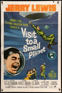 9f934 VISIT TO A SMALL PLANET 1sh R66 wacky alien Jerry Lewis saucers down to Earth from space!