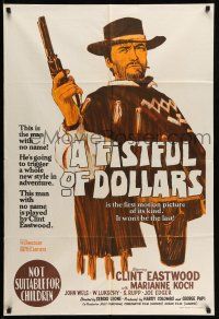 9g117 FISTFUL OF DOLLARS Aust 1sh '67 introducing the man with no name, Clint Eastwood, Blossom art!