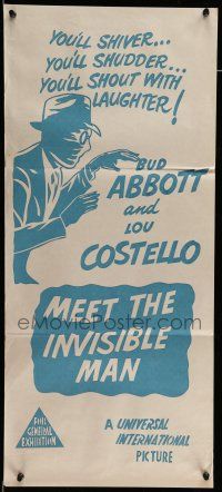 9g126 ABBOTT & COSTELLO MEET THE INVISIBLE MAN Aust daybill R60s art of detectives Bud & Lou!