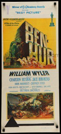 9g144 BEN-HUR Aust daybill '60 Charlton Heston, William Wyler classic religious epic!