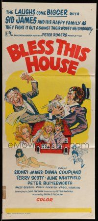 9g154 BLESS THIS HOUSE Aust daybill '72 English comedy, wacky artwork!