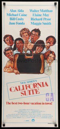 9g164 CALIFORNIA SUITE Aust daybill '78 Alan Alda, Michael Caine, Fonda, all-star cast Drew art!