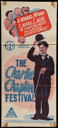 9g170 CHARLIE CHAPLIN FESTIVAL Aust daybill '57 great images of the legendary actor, comedy shorts
