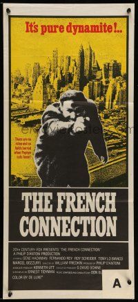 9g198 FRENCH CONNECTION Aust daybill '71 Gene Hackman in movie chase climax, William Friedkin