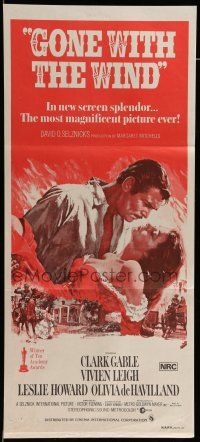 9g206 GONE WITH THE WIND Aust daybill R70s Clark Gable, Vivien Leigh, all-time classic!