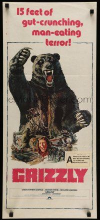 9g209 GRIZZLY Aust daybill '76 great Neal Adams art of grizzly bear attacking sexy camper, horror!