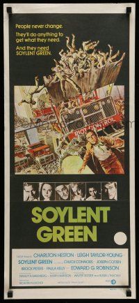 9g300 SOYLENT GREEN Aust daybill '73 Charlton Heston trying to escape riot control by John Solie!