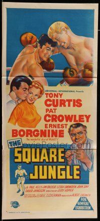 9g301 SQUARE JUNGLE Aust daybill '56 great artwork of boxing Tony Curtis fighting in the ring!