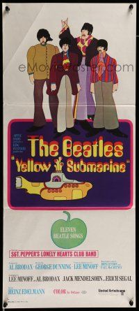 9g329 YELLOW SUBMARINE Aust daybill '68 cool psychedelic art of Beatles John, Paul, Ringo & George