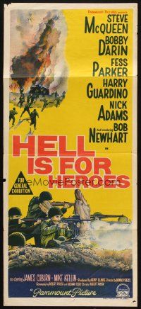 9g215 HELL IS FOR HEROES Aust daybill '62 Steve McQueen, Bob Newhart, Fess Parker, Bobby Darin