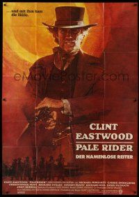 9g331 PALE RIDER German 2p '85 great different art of cowboy Clint Eastwood by Grove!