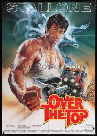 9g362 OVER THE TOP German 33x47 '87 pro arm-wrestler Sylvester Stallone, artwork by Casaro!