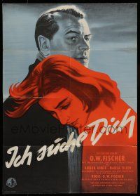 9g508 ICH SUCHE DICH German '56 O.W. Fischer stars and directs, sexy Anouk Aimee!