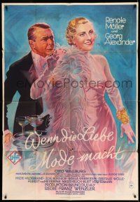 9g337 WHEN LOVE SETS THE FASHION German 37x54 '32 stone litho of pretty Renate Muller & Alexander!
