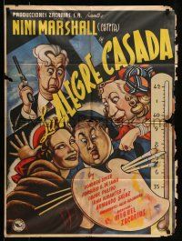 9g022 LA ALEGRE CASADA Mexican poster '51 wonderful Ernesto Garcia Cabral art of top stars!