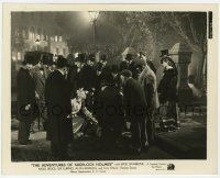 9h073 ADVENTURES OF SHERLOCK HOLMES 8.25x10.25 still '39 Ida Lupino & crowd around dead body!