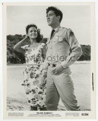 9h162 BLUE HAWAII 8x10.25 still '61 close up of Elvis Presley & Joan Blackman standing on beach!