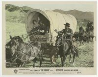 9h008 COMMAND color 8x10 still '54 Guy Madison & pretty Joan Weldon traveling in covered wagon!