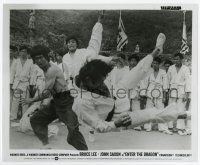9h326 ENTER THE DRAGON 8x10 still '73 great c/u of Bruce Lee throwing down his training opponent!