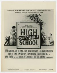 9h442 HIGH SCHOOL CONFIDENTIAL 8x10.25 still '58 great image of the six-sheet poster!
