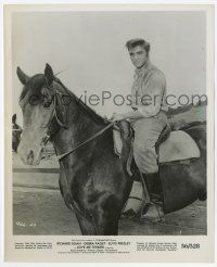 9h581 LOVE ME TENDER 8.25x10 still '56 great close up of Elvis Presley riding horse!