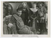 9h589 MACBETH 7.5x10 still '48 close up of seated Orson Welles looking surprised, Shakespeare!