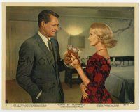 9h034 NORTH BY NORTHWEST color 8x10 still #2 '59 Cary Grant & Eva Marie Saint toasting, Hitchcock!