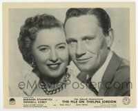 9h902 THELMA JORDON English FOH LC '50 great smiling portrait of Barbara Stanwyck & Wendell Corey!