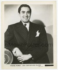 9h945 TYRONE POWER 8.25x10 still '30s wonderful smiling c/u of the leading man in pinstriped suit!