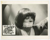 9h824 SILENT SCREAM English FOH LC '80 close up of scared Rebecca Balding gagged with tape!