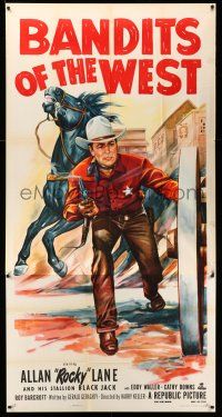 9j096 BANDITS OF THE WEST 3sh '53 Allan Rocky Lane & his stallion Black Jack, cool western art!