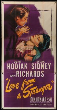 9j111 LOVE FROM A STRANGER 3sh '47 Sylvia Sidney tries to resist John Hodiak, from Agatha Christie