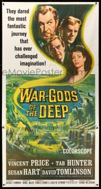 9j128 WAR-GODS OF THE DEEP 3sh '65 Vincent Price, Jacques Tourneur sci-fi, Reynold Brown art!