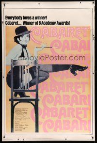 9j340 CABARET 40x60 R74 Fosse, art of Liza Minnelli & title design over orange background!