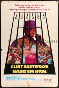 9j371 HANG 'EM HIGH 40x60 '68 Clint Eastwood, they hung the wrong man, cool art by Kossin!