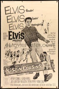 9j384 KISSIN' COUSINS 40x60 '64 hillbilly Elvis Presley and his lookalike Army twin!