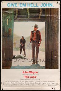 9j398 RIO LOBO 40x60 '71 Howard Hawks, Give 'em Hell, John Wayne, great cowboy image!
