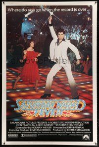 9j400 SATURDAY NIGHT FEVER 40x60 '77 best image of disco dancer John Travolta & Karen Lynn Gorney!