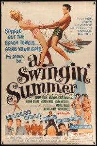 9j410 SWINGIN' SUMMER 40x60 '65 rock 'n' roll music, great sexy beach party art!