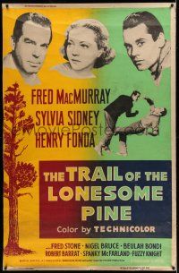 9j418 TRAIL OF THE LONESOME PINE 40x60 R55 art of Sylvia Sidney, Henry Fonda, Fred MacMurray!