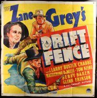 9j081 DRIFT FENCE style A 6sh '36 Buster Crabbe western action, cattle war on the frontier!