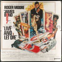 9j087 LIVE & LET DIE 6sh '73 art of Roger Moore as James Bond by Robert McGinnis!