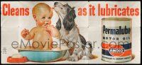 9j075 PERMALUBE MOTOR OIL billboard '50s baby & dog, cleans as it lubricates!
