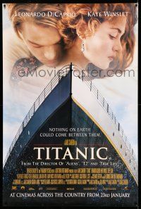 9j235 TITANIC English 40x60 '97 Leonardo DiCaprio, Kate Winslet, directed by James Cameron!
