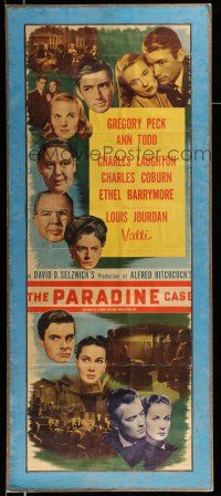9j166 PARADINE CASE insert '48 Alfred Hitchcock, Gregory Peck, Ann Todd, Valli & top cast!