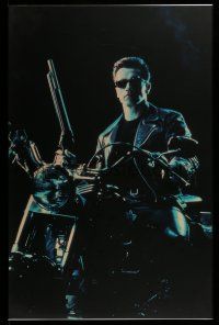 9j230 TERMINATOR 2 19x29 mini-poster '91 Arnold Schwarzenegger on motorcycle w/shotgun!
