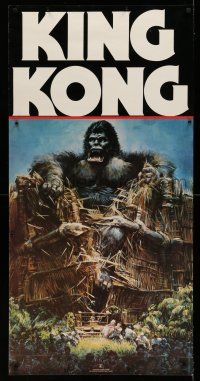 9j263 KING KONG 23x46 music poster '76 different art of the BIG Ape crashing through gate!