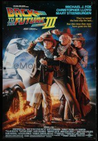 9j133 BACK TO THE FUTURE III standee '90 Michael J. Fox, Chris Lloyd, Zemeckis, Drew Struzan art!