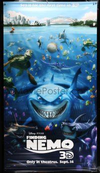 9j491 FINDING NEMO/WRECK-IT RALPH 2-sided vinyl banner '12 huge image of Bruce and cast, Ralph!
